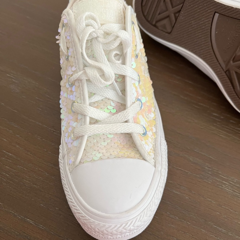 Converse white sequin sneakers